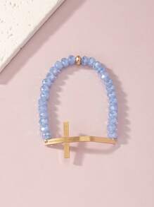 1 件时尚简约串珠和金属吊饰弹性手链，百搭而优雅