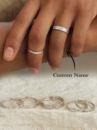 1 st. S925 sterlingsilver minimalistisk berlock anpassningsbar ring för kvinnor och par fina smycken present alla hjärtans dag present födelsedagspresent, nyår glamour