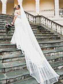 1pc Cathedral Length 3 Meter Simple Plain Soft Tulle Wedding Bridal Veil With Metal Comb For Wedding Party White Ivory Fall Clothes For Women