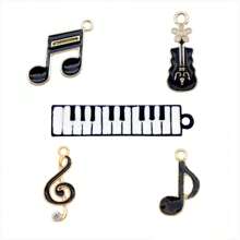12pcs Piano Violin Music Note Enamel Charm Pendants For Jewelry Necklace Bracelet Earrings DIY Keychain Craft