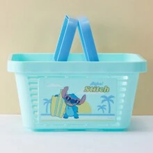 Miniso Stitch Series Basket, Large Capacity Cute Bathroom Toy Storage Basket(Blue) - Blue - View 1