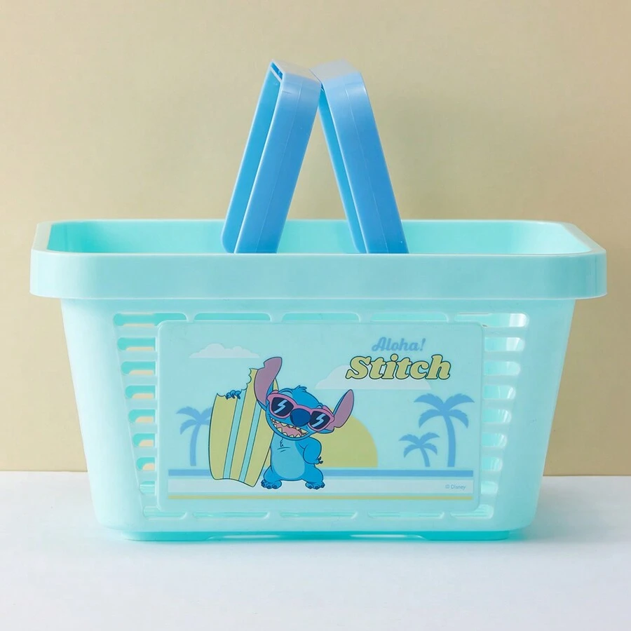 Miniso Stitch Series Basket, Large Capacity Cute Bathroom Toy Storage Basket(Blue) - Blue - View 1