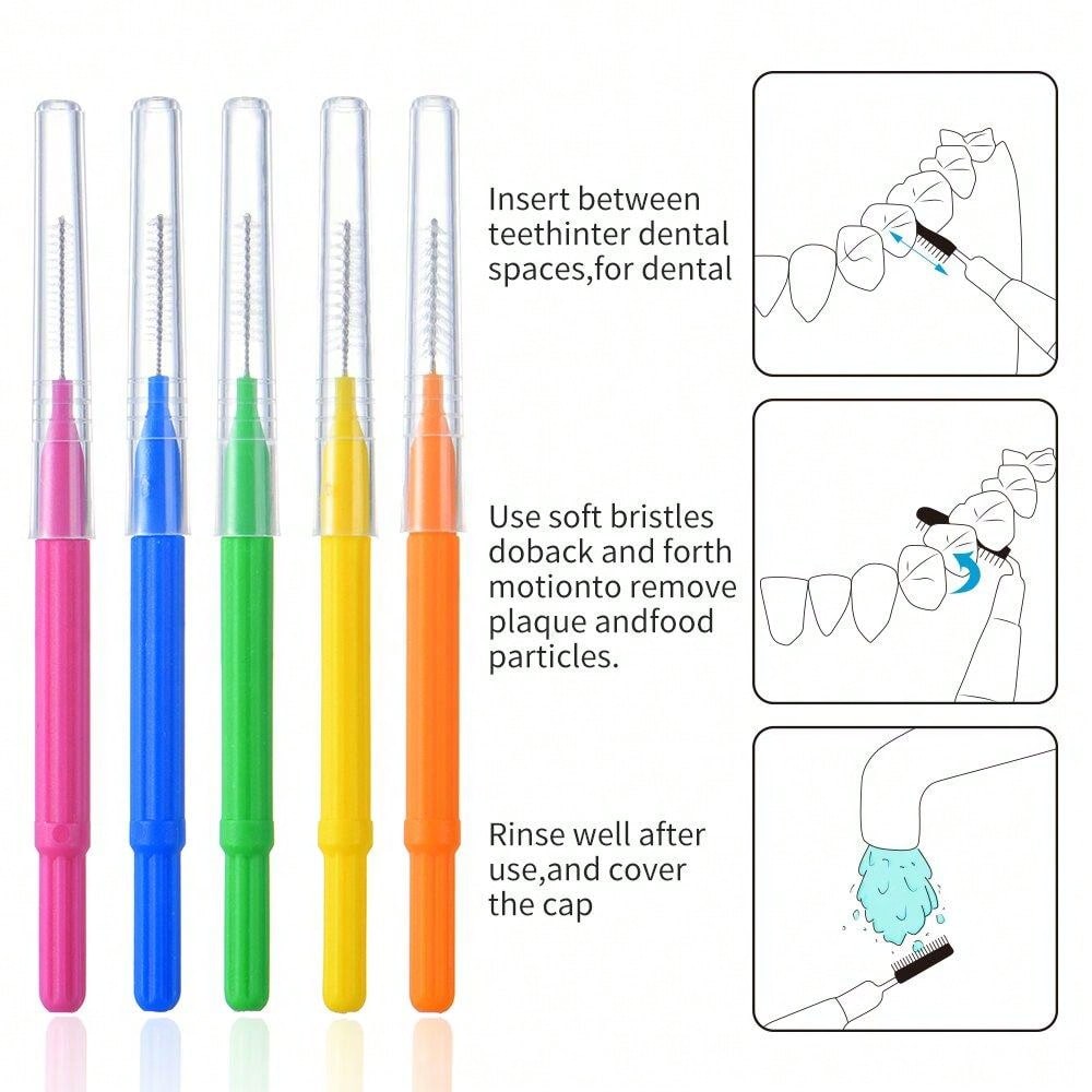 30pcs Blue Interdental Brush Orthodontic Tooth Gap Brush Straight