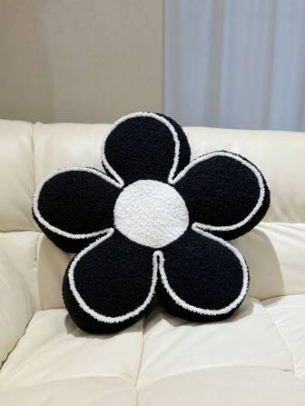 1個泰迪絨3d花形靠墊枕頭,附帶填充物