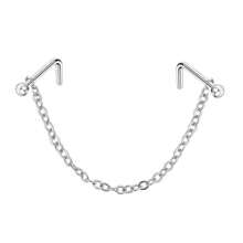 1 件装鼻环鼻链穿孔双鼻钉链珠宝 Ry 蛋白石心形花球 L 形不锈钢鼻环鼻孔珠宝女士情人节