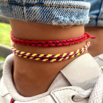 1pc Spring/Summer Design Bohemian Ocean-Inspired Four-Strand Rope Handmade Woven Anklet, Beach Gift, Surfer Anklet, Suitable For Daily Wear By Men And Women