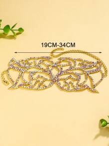 STONEFANS 1pc Metallic Arm Chain With Rhinestones Design, Hollow Out Style, Fashionable And Personalized Accessory - Gold - View 2