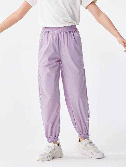 Balabala Kids' Casual Pants, Boys' And Girls' Sports Pants, Summer Medium To Big Kids' Joggers, Color-Block Cool Style