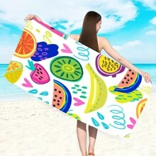 1pc Extra Large Beach Towel, Oversized, Super Absorbent, Beach Blanket, Ultra Soft Microfiber, Essential For Summer, Windproof, UV Protection, Beach, Party, Drying For Travel, Camping, Beach Accessories, Holiday Gift Beach Essentials