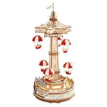 Robotime ROKR 3D Puzzles Wooden Music Box Kit With LED, Magical Amusement Park  Mechanical Model Kit DIY Wood Craft Hobbies Kit For Adults Birthday Gifts