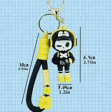 1 pièce Porte-clés de poupée en caoutchouc souple PVC avec visage de dessin animé mignon unisexe. Idées de cadeaux pour fête, anniversaire, Halloween, Noël. Accessoires de sac, porte-badges, accessoires de voiture.