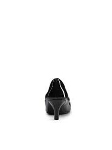 Women's Low Heel Court Pumps Solid Color Elegant Comfortable Bridal Wedding Shoes - Đen và trắng - Xem 7