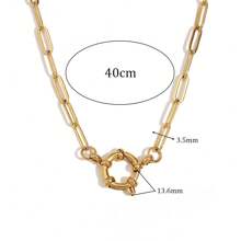 1 pieza Collar con colgante en forma de O de cadena de acero inoxidable con cierre de resorte, para mujer, adecuado para citas, fiestas y trabajo