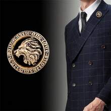 SeuSuk 1入組男士威武獅頭造型胸針 - 經典 - 查看 1