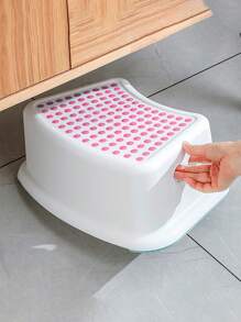 Banquito taburete multifuncional blanco de 1 escalon antideslizante para facilitar alturas para niños uso en baño cocina o lavamanos ideal para uso diario con empuñaduras antideslizantes suaves para seguridad - Blanco - Ver 2