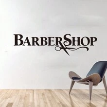 1pc Barber Shop Sign Scissors Window Wall Sticker Hairdress Hair Salon Barber Shop Glass Wall Decal Decor - Black - View 2