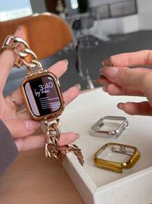 Huastonband 2 件电镀 PC 硬质材料防撞防刮手表边框，玫瑰金/黑色/银色/金色，兼容金属表带，可调节适用于 Ultra 2 1 SE S9 8 7 6 5 4 3 2 1 系列，38mm 40mm 41mm 42mm 44mm 45mm 49mm 智能手表替换表带，男女通用 - 玫瑰金 - 查看 7