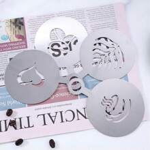 4pcs Set Coffee Latte Art Stencil, Stainless Steel Coffee Stencil For Decorating Cappuccino Latte Back To School