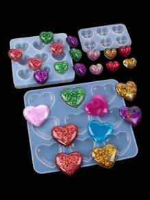 1 件心形树脂模具钥匙扣饰品模具硅胶心形环氧模具心形铸造首饰模具用于钥匙扣首饰吊坠工艺制作 - 無色 - 查看 11