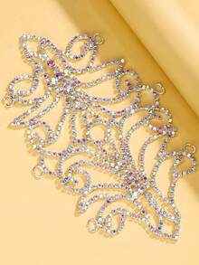 STONEFANS 1pc Silver Rhinestone Elastic Leg Chain Bohemian Style Sexy Thigh Chain With Colorful Stones - Silver - View 4