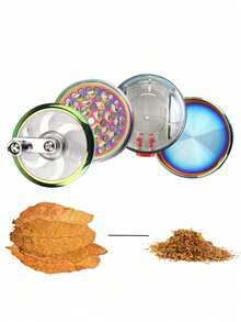 4 Layers Grinder With Drawer Herb Grass Smoke Crusher Hand Cranked Clear Top Crank Pollinator Spice Grinders - Multicolor - View 8