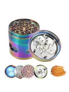 4 Layers Grinder With Drawer Herb Grass Smoke Crusher Hand Cranked Clear Top Crank Pollinator Spice Grinders - Multicolor - View 9