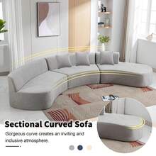 Oversized Modular Sectional Sofa For Living Room, 136.6" Minimalist Modern Curved Sofa Cloud Couch Chenille Upholstered Deep Seat Sofa Couch With Chaise & Pillows - Xám - Xem 4