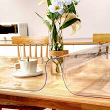 1pc Pvc Transparent Table Mat, Heat Resistant, Dust-Proof, Waterproof, Desktop Protector Cover For Home/Hotel Tables & Desks - Transparent - View 3