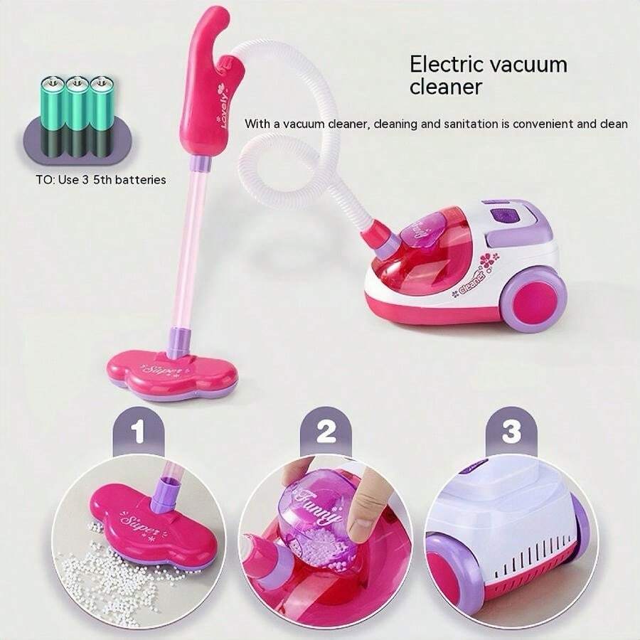 Kids Cleaning Cart Set For Floor Sweeping, Including Toy Broom, Dustpan