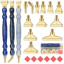 12 件金色/银色/彩色玫瑰金钻石钻头 + 1/3 件闪亮葫芦笔形塑料笔 + 6 件红胶 + 1 件塑料盒钻石画工具套件，螺纹 - 12pcs金色鑽頭 - 查看 4