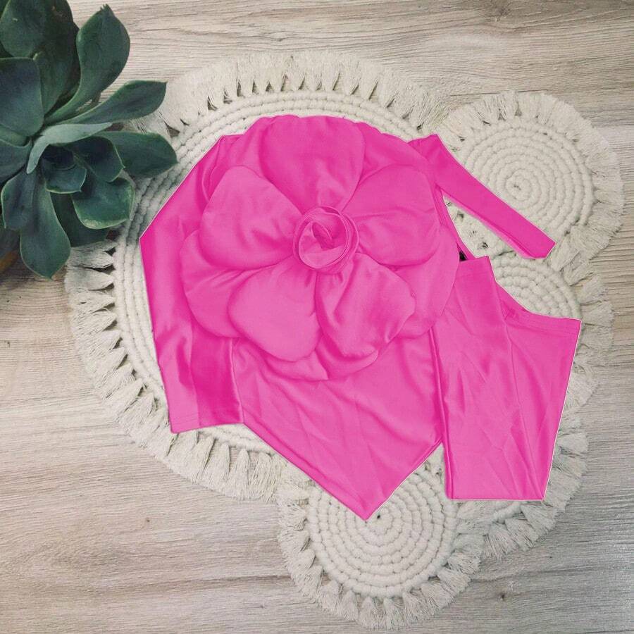 Blusa Manga Larga Flor En Pecho - Rosa - Ver 1