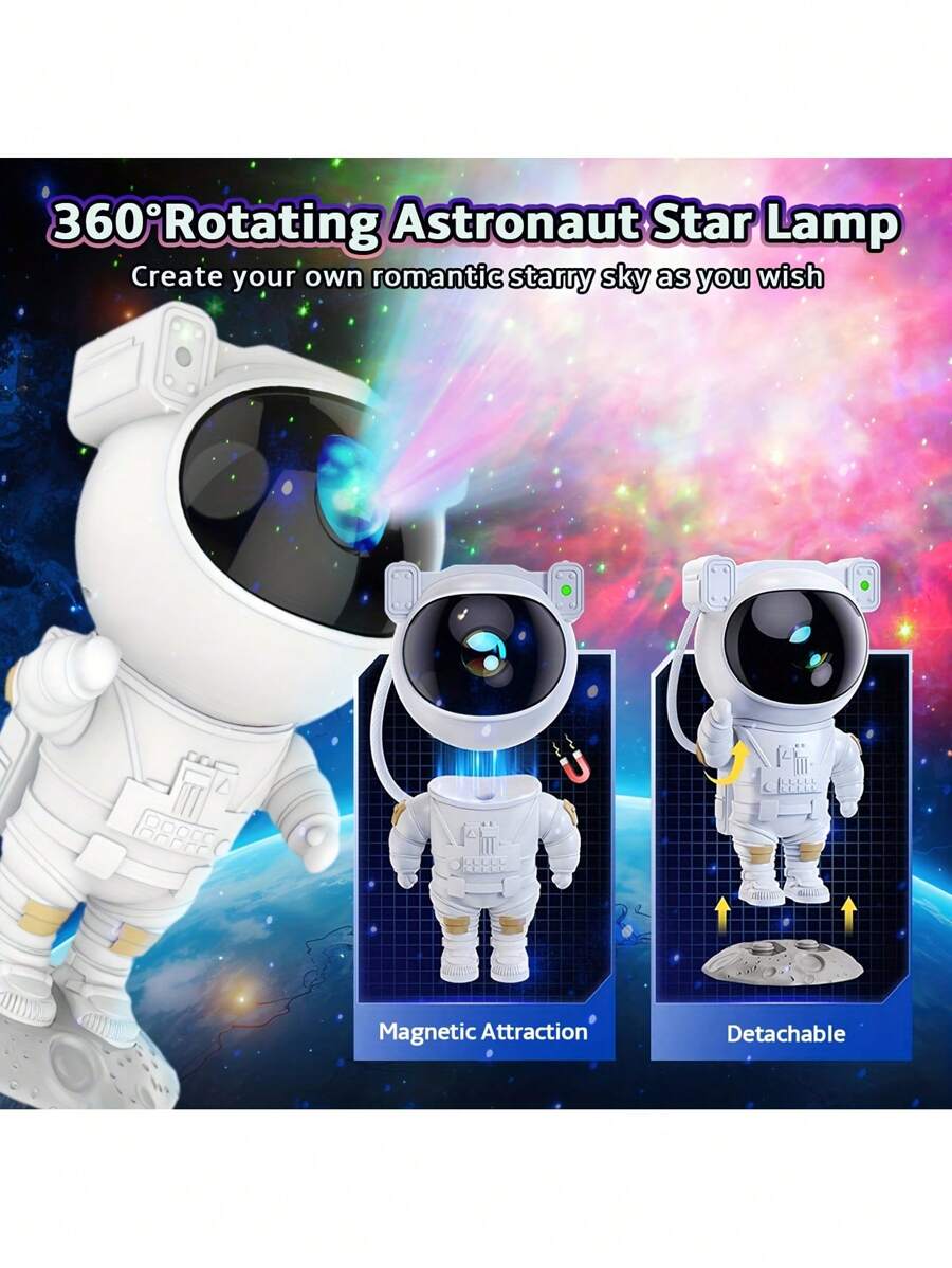 1入組太空人主題led星空投影燈與遙控器,適用於投影、星空夜燈、房間裝飾、遊戲房和家庭影院