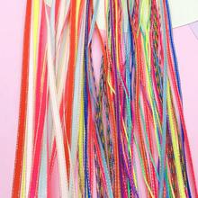 [ 110 件套 ] 10 件儿童编织彩色绳、女孩编织头带、辫子头带、节日表演彩色头带、100 个小橡皮筋 - 彩色 - 查看 9