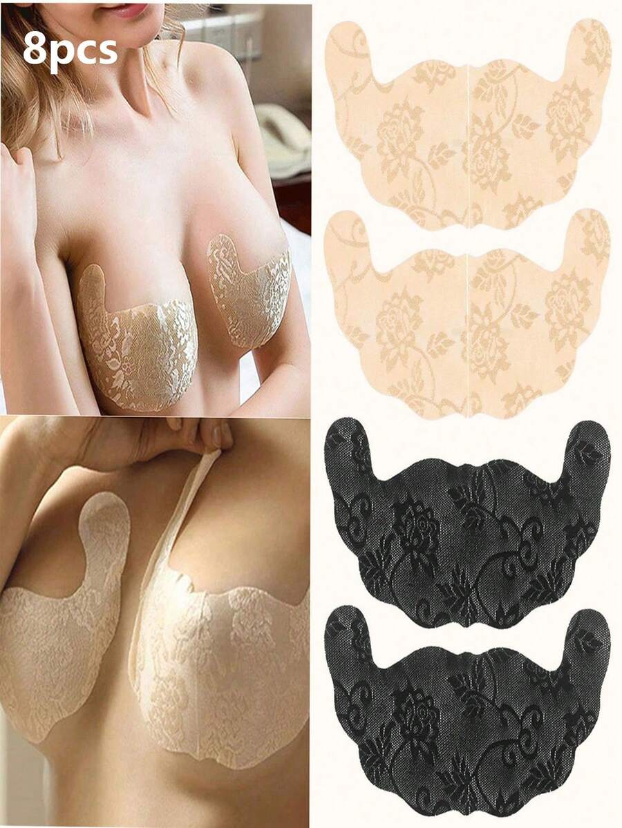 8pcs Dùng một lần Ren Bras Nữ Áo ngực vô hình Hình chữ-U Ren Bras Ren Bras Bras Ren Đồ lót Áo ngực vô hình Tấm lót - Nhiều màu - Xem 1