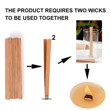 40 piezas Mechas de vela sin humo de madera de cerezo - Larga duración de la llama de la mecha de madera - Quema fácilmente, núcleos de vela naturales con 20 piezas de soporte y 20 piezas de punto de pegamento - Albaricoque - Ver 3