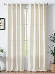 1pc Minimalist & Fashionable Linen-Look Curtain, Suitable For Bedroom, Japanese-Style Sheer Fabric Blocks Light & UV, Ideal For Farmhouse & Holiday Home Windows, High Quality Bedroom Sheer Curtain, Multiple Sizes Available