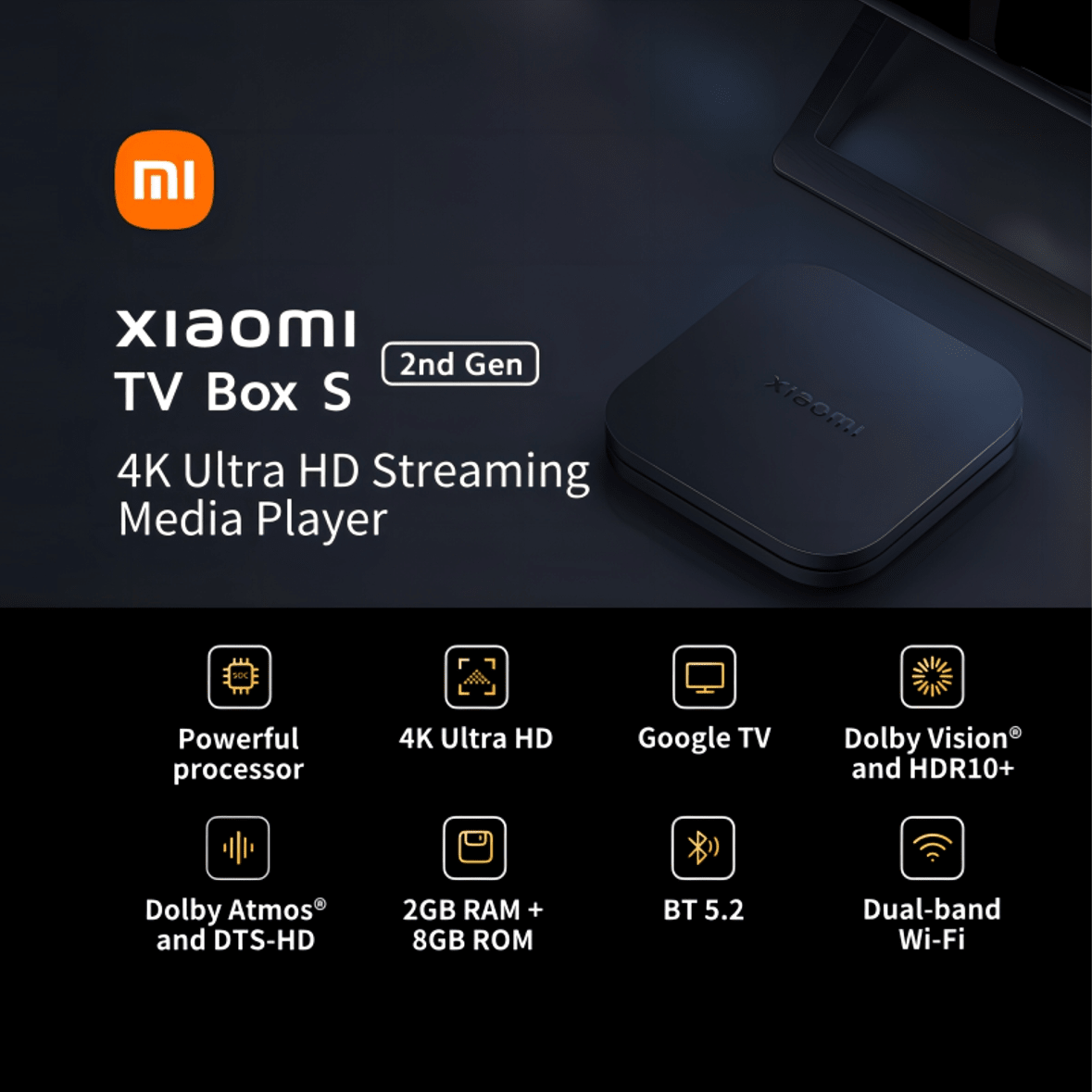 XIAOMI Mi TV Box S 2nd Gen - Odtwarzacz multimediów strumieniowych 4K ...