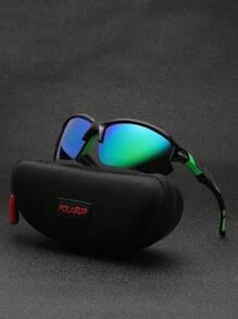 POLASUP 1pc Polarized Semi-Rimless Men's Outdoor Cycling Sports Glasses With Silicone Foot Cover, Soft Nose Pad, Windproof, Suitable For Sports And Travel Beach Accessories Glasses Shades Easy Comfort Casual Outfits Outdoor Cycling Glasses For Summer Beach Vacation,Outdoor,Travel