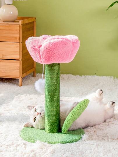 1pc Tulip-Shaped Cat Scratching Post Board With Sisal Rope Puppy Keep Puppy Keep Cat Toys Cat Scratching Post