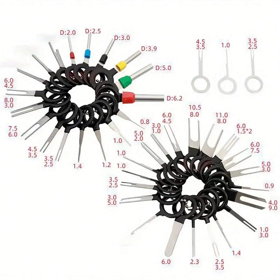 Set Of Automotive Plug Terminal Removal Tools, Wire Crimp Connectors, Needle Extractor, And Picker - Black - View 1