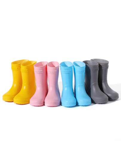 GentleChild Kids' Simple Anti-Slip Waterproof Rain Boots, Lightweight, Soft And Comfortable, Non-Squeeze Fit, Wide Toe, Breathable, One-Piece Design, Durable, For Kindergarten Boys And Girls