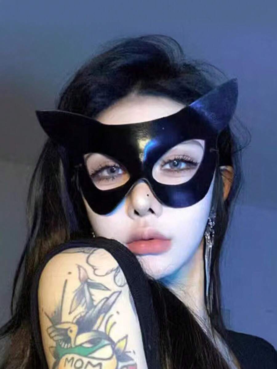 1 chiếc mặt nạ mắt mèo gợi cảm phù hợp cho trang phục cosplay và tiệc tùng hóa trang phù thủy - màu đen - Xem 1