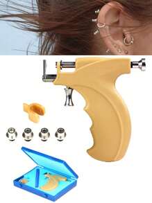 Professional Ear Piercing Gun Tools Reusable Nose Navel Helix Piercing Tool Set Body Jewelry Machine Kit With 4 Heads - Multicolor - View 3