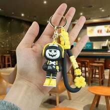 1 pièce Porte-clés de poupée en caoutchouc souple PVC avec visage de dessin animé mignon unisexe. Idées de cadeaux pour fête, anniversaire, Halloween, Noël. Accessoires de sac, porte-badges, accessoires de voiture.