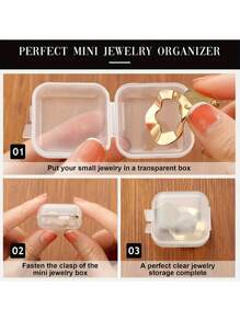 5-100pcs Mini Transparent Plastic Storage Box, Jewelry Storage Case, Multi-Functional Portable Storage Container With Lid, For Small Items, Crafts, Jewels, Hardware Sun Travel Cool Back To School - Clear - View 5