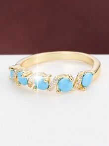 1 件时尚女士戒指，采用扭曲设计和镶嵌 - 彩色 - 查看 20