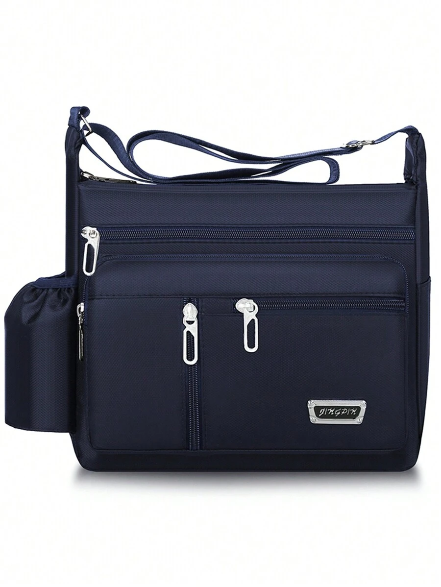 新款多功能休闲包男士大号收纳工具帆布包斜挎包斜跨旅行包背包斜挎包度假学校夏季手提包尼龙个性礼品爸爸老公男朋友 - 藍色 - 查看 1