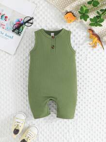 Ensemble de 2 pièces de vêtements pour bébé garçon, combinaison d'été unie + combinaison à dessin de dinosaure mignon, vêtements pour bébé rampant