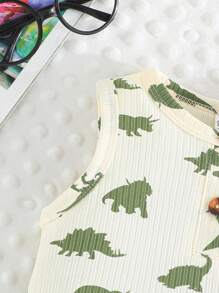 Ensemble de 2 pièces de vêtements pour bébé garçon, combinaison d'été unie + combinaison à dessin de dinosaure mignon, vêtements pour bébé rampant