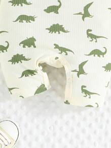 Ensemble de 2 pièces de vêtements pour bébé garçon, combinaison d'été unie + combinaison à dessin de dinosaure mignon, vêtements pour bébé rampant